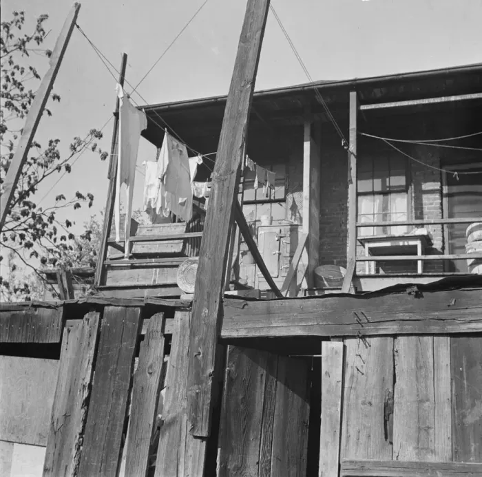 Framed Print : Detail of the structure of a Negro home, Washington (southwest section), D. C. 1942. Creator: Gordon Parks Framed Print : Detail of the structure of a Negro home, Washington (southwest section), D. C. 1942. Creator: Gordon Parks