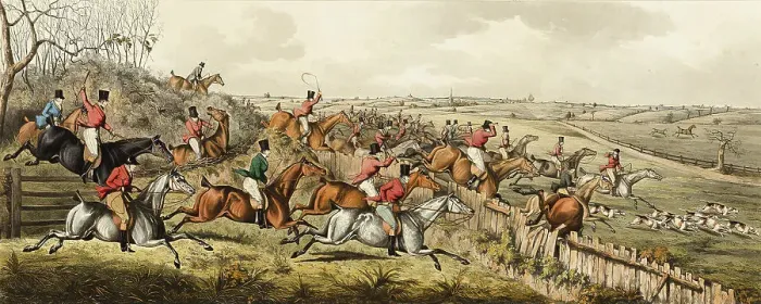 Framed Print : A Struggle for the Start, plate one from The Leicestershire Hunt, published 1825. Creator: John Dean Paul Framed Print : A Struggle for the Start, plate one from The Leicestershire Hunt, published 1825. Creator: John Dean Paul