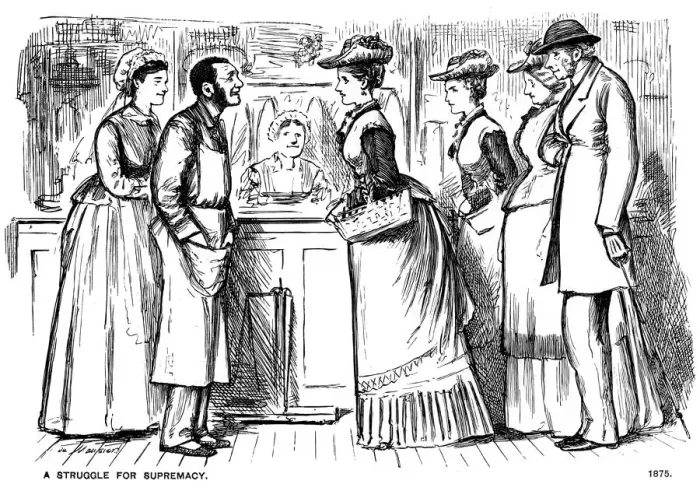 Framed Print : A Struggle for Supremacy, 1875 (1891). Artist: George du Maurier Framed Print : A Struggle for Supremacy, 1875 (1891). Artist: George du Maurier