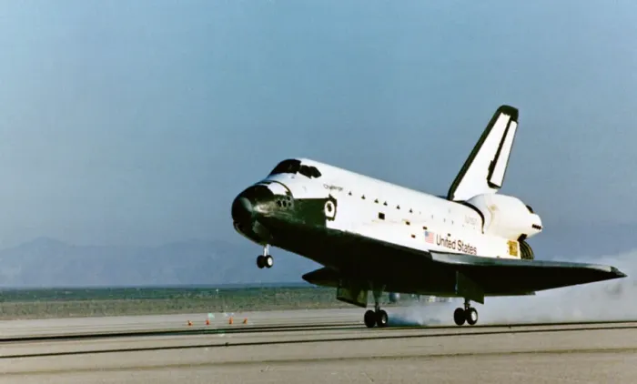 Framed Print : STS-7 landing, California, USA, June 24, 1983. Creator: NASA Framed Print : STS-7 landing, California, USA, June 24, 1983. Creator: NASA