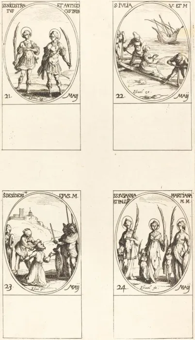 Framed Print : Sts. Nicostratus and Anthiocus; St. Julia; St. Desiderius; Sts. Susanna, Palladia, an Framed Print : Sts. Nicostratus and Anthiocus; St. Julia; St. Desiderius; Sts. Susanna, Palladia, an