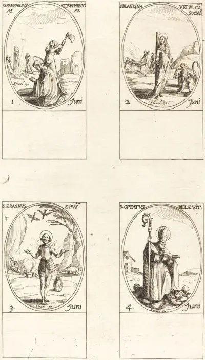 Framed Print : Sts. Pamphilius and Porphyrius; St. Blandina and Companions; St. Erasmus; St. Optatus Framed Print : Sts. Pamphilius and Porphyrius; St. Blandina and Companions; St. Erasmus; St. Optatus