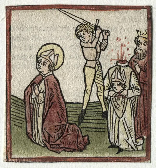 Framed Print : Sts. Theonestus and Albanus;or St. Pancrace. Creator: Günther Zainer (German, d Framed Print : Sts. Theonestus and Albanus;or St. Pancrace. Creator: Günther Zainer (German, d