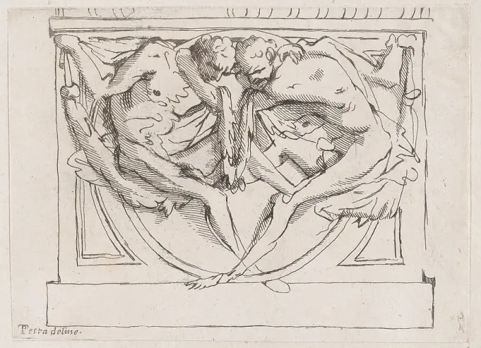 Framed Print : Stucco bas-relief with two male figures, 1700-1800. Creator: Anon Framed Print : Stucco bas-relief with two male figures, 1700-1800. Creator: Anon