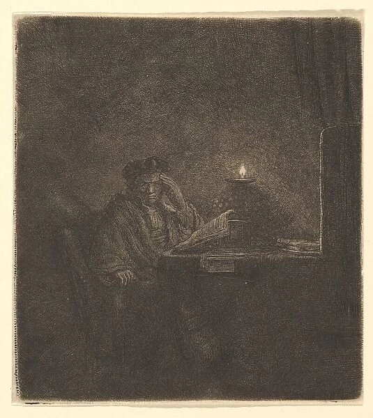 Student at a Table by Candlelight, ca. 1642. Creator: Rembrandt Harmensz van Rijn