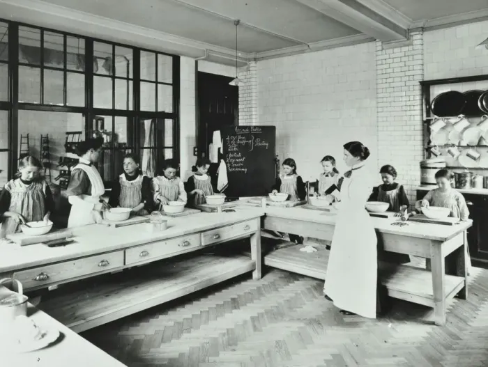 Framed Print : Student teacher in a cookery lesson, Battersea Polytechnic, London, 1907 Framed Print : Student teacher in a cookery lesson, Battersea Polytechnic, London, 1907