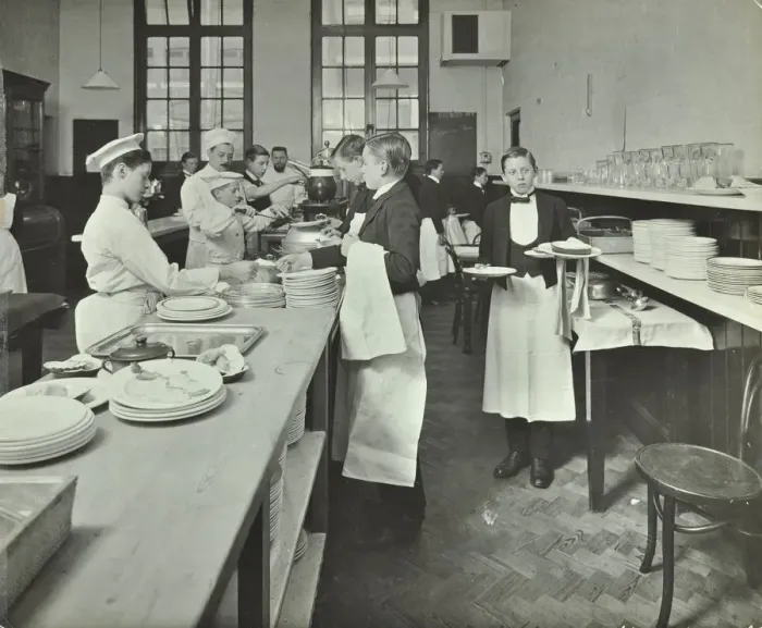 Framed Print : Student waiters, Westminster Technical Institute, London, 1914 Framed Print : Student waiters, Westminster Technical Institute, London, 1914