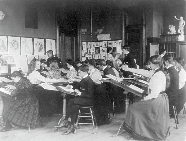 Students drawing in an art class, Western High School, Washington, D.C. (1899?). Creator: Frances Benjamin Johnston
