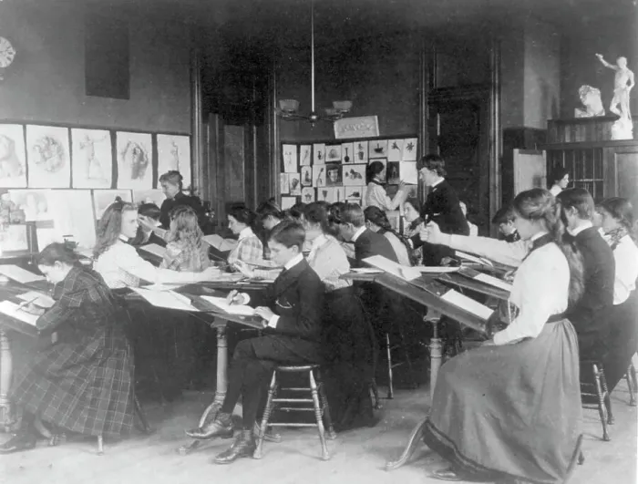 Framed Print : Students drawing in an art class, Western High School, Washington, D.C. (1899?). Creator: Frances Benjamin Johnston Framed Print : Students drawing in an art class, Western High School, Washington, D.C. (1899?). Creator: Frances Benjamin Johnston