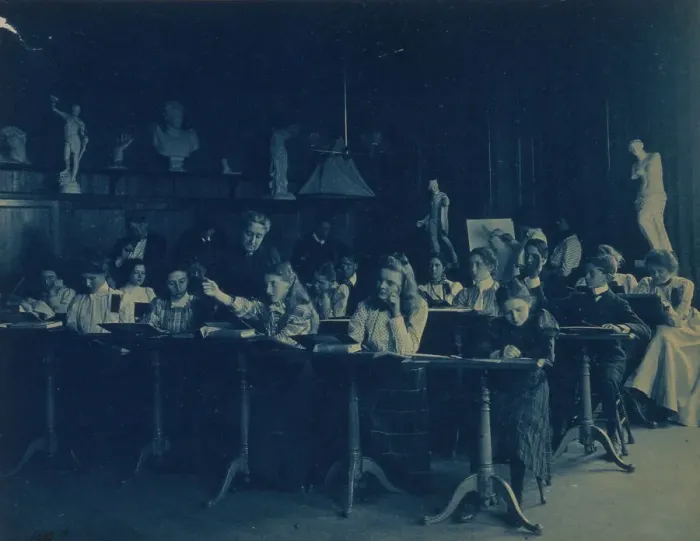 Framed Print : Students in a drawing class, Western High School, Washington, D.C. (1899?). Creator: Frances Benjamin Johnston Framed Print : Students in a drawing class, Western High School, Washington, D.C. (1899?). Creator: Frances Benjamin Johnston
