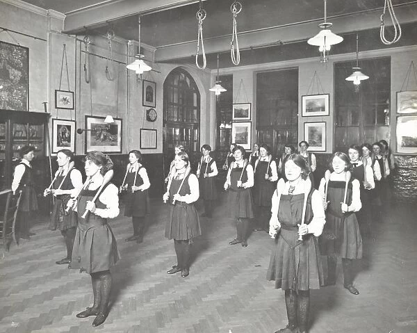 Students in the gymnasium, Ackmar Road Evening Institute for Women, London, 1914