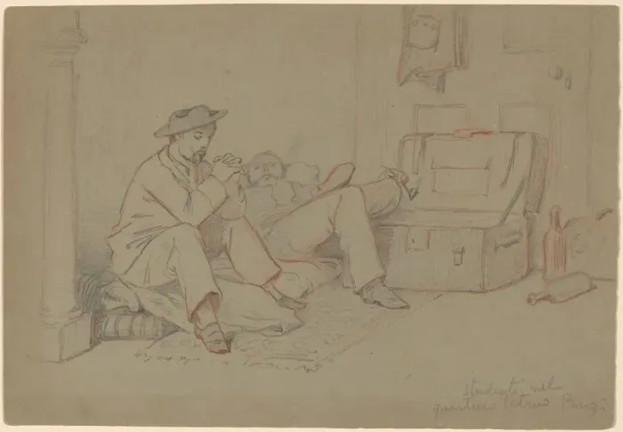 Framed Print : Students in the Latin Quarter, Paris, c. 1858. Creator: Elihu Vedder Framed Print : Students in the Latin Quarter, Paris, c. 1858. Creator: Elihu Vedder