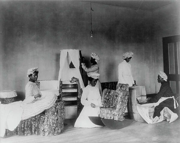Students making and upholstering barrel furniture, Tuskegee Institute, Tuskegee, Alabama, 1902. Creator: Frances Benjamin Johnston
