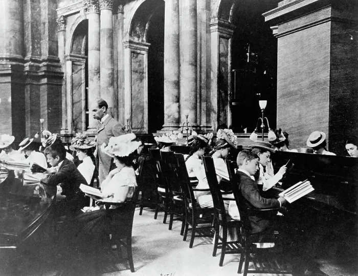 Framed Print : Students in the Reading Room of the Library of Congress with the Librarian of Congress...(1899?). Creator: Frances Benjamin Johnston Framed Print : Students in the Reading Room of the Library of Congress with the Librarian of Congress...(1899?). Creator: Frances Benjamin Johnston