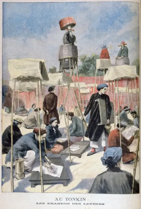 Framed Print : Students sitting a writing exam, Tonkin, Vietnam, 1895 Framed Print : Students sitting a writing exam, Tonkin, Vietnam, 1895