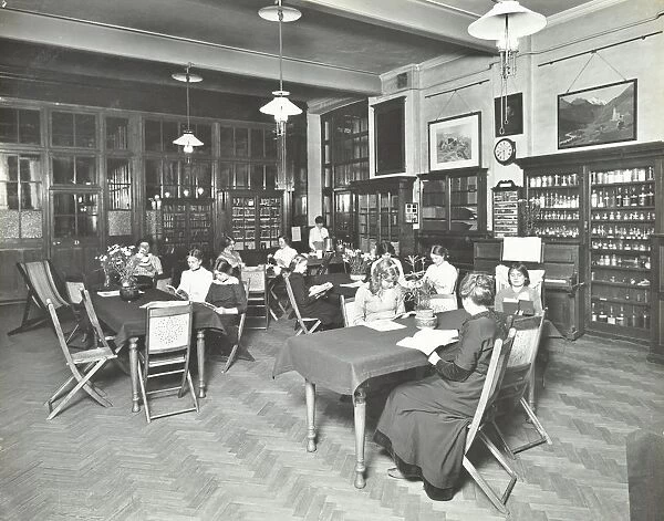 Students in the Social Hall, Ackmar Road Evening Institute for Women, London, 1914