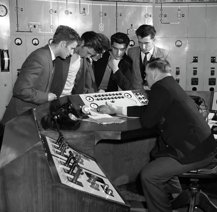 Framed Print : Students visiting Mexborough Power Station, South Yorkshire, 1960 Framed Print : Students visiting Mexborough Power Station, South Yorkshire, 1960