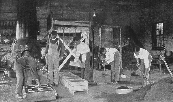 Students at work in the school's foundry, 1904. Creator: Frances Benjamin Johnston
