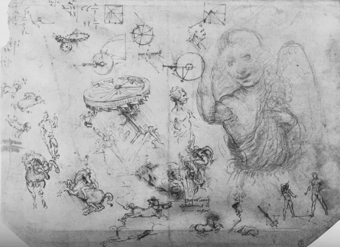 Framed Print : Studies of an Angel, of Horsemen and of Other Figures, c1480 (1945). Artist: Leonardo da Vinci Framed Print : Studies of an Angel, of Horsemen and of Other Figures, c1480 (1945). Artist: Leonardo da Vinci