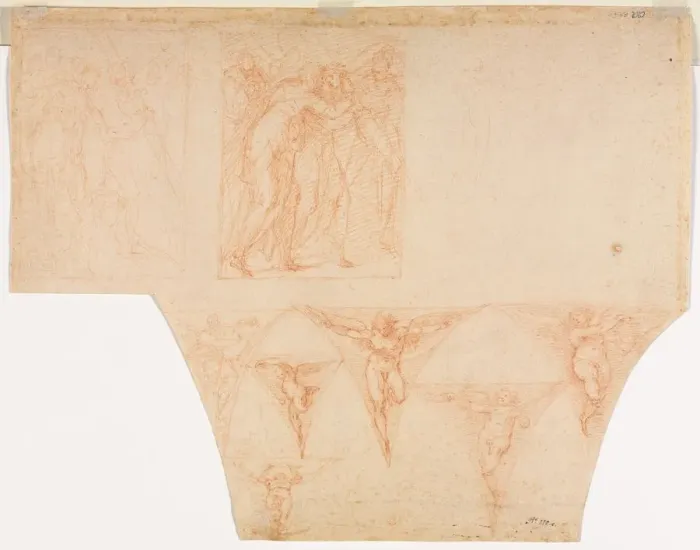 Framed Print : Studies for Christ Meeting His Mother... Studies of an Angel in a Pendentive (verso), 1599 / 1604 Framed Print : Studies for Christ Meeting His Mother... Studies of an Angel in a Pendentive (verso), 1599 / 1604