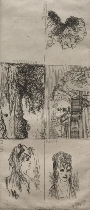 Framed Print : Five Studies. Creator: Honore Daumier (French, 1808-1879) Framed Print : Five Studies. Creator: Honore Daumier (French, 1808-1879)