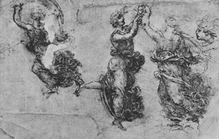 Framed Print : Studies of Dancing Nymphs, c1480 (1945). Artist: Leonardo da Vinci Framed Print : Studies of Dancing Nymphs, c1480 (1945). Artist: Leonardo da Vinci