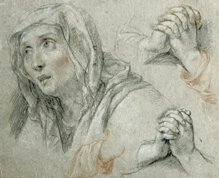 Framed Print : Studies for the Figure of the Virgin, about 1700. Creator: Antoine Coypel Framed Print : Studies for the Figure of the Virgin, about 1700. Creator: Antoine Coypel