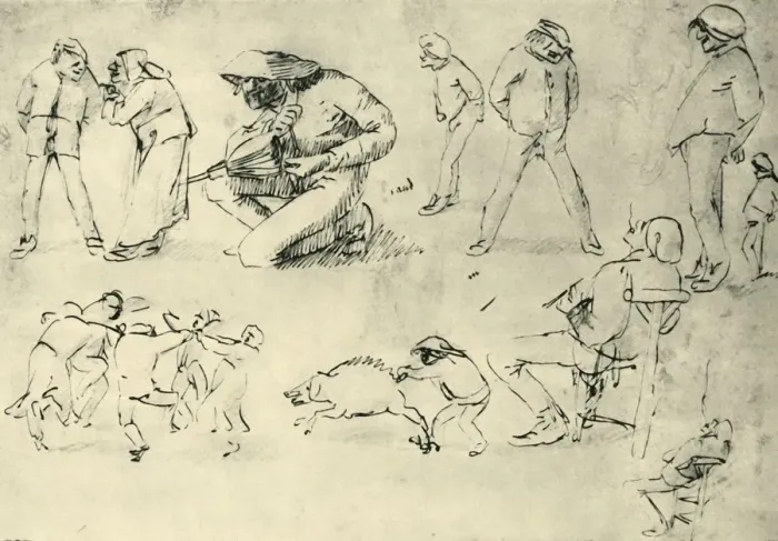 Framed Print : Studies of figures, early 17th century, (1943). Creator: Adriaen Brouwer Framed Print : Studies of figures, early 17th century, (1943). Creator: Adriaen Brouwer