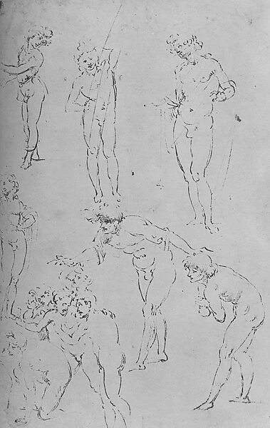 Studies of Figures and a Group of Figures, c1500 (1945). Artist: Leonardo da Vinci