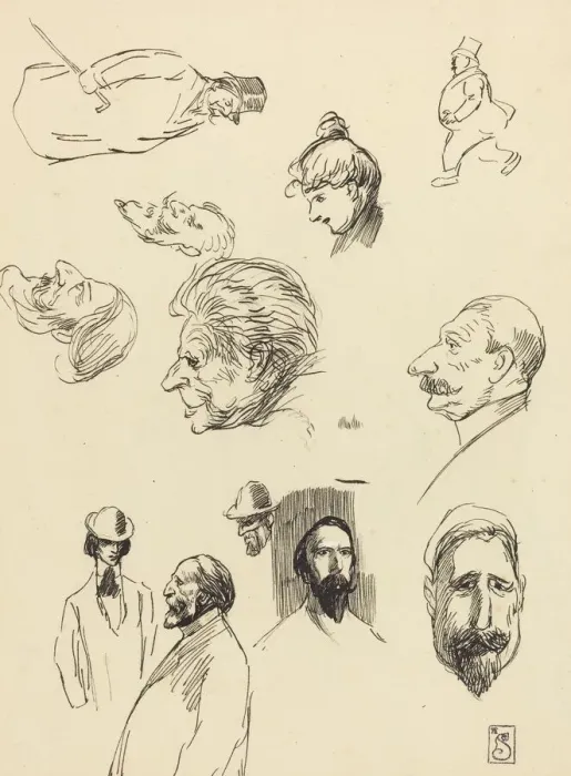 Framed Print : Studies of Figures and Heads, late 19th-early 20th century Framed Print : Studies of Figures and Heads, late 19th-early 20th century