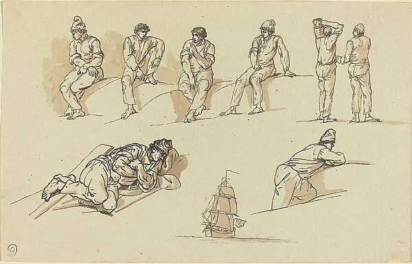 Eight Studies of Figures and a Ship at Sea. Creator: Claude-Joseph Vernet
