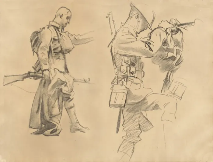 Framed Print : Studies for Gassed'[recto], 1918-1919. Creator: John Singer Sargent