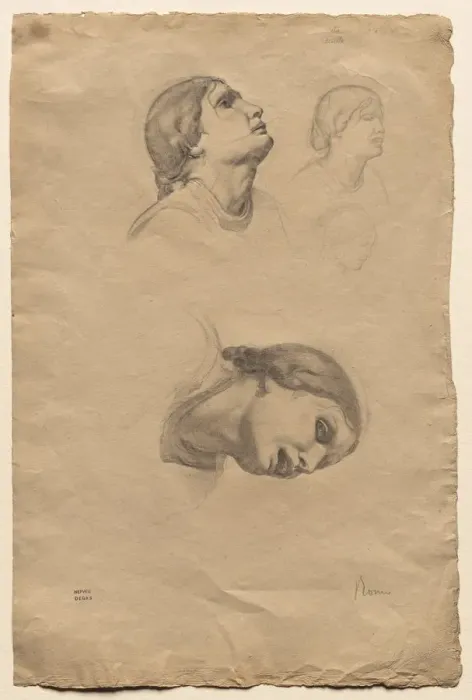 Framed Print : Four Studies of the Head of a Young Italian Woman, 1856. Creator: Edgar Degas (French, 1834-1917) Framed Print : Four Studies of the Head of a Young Italian Woman, 1856. Creator: Edgar Degas (French, 1834-1917)