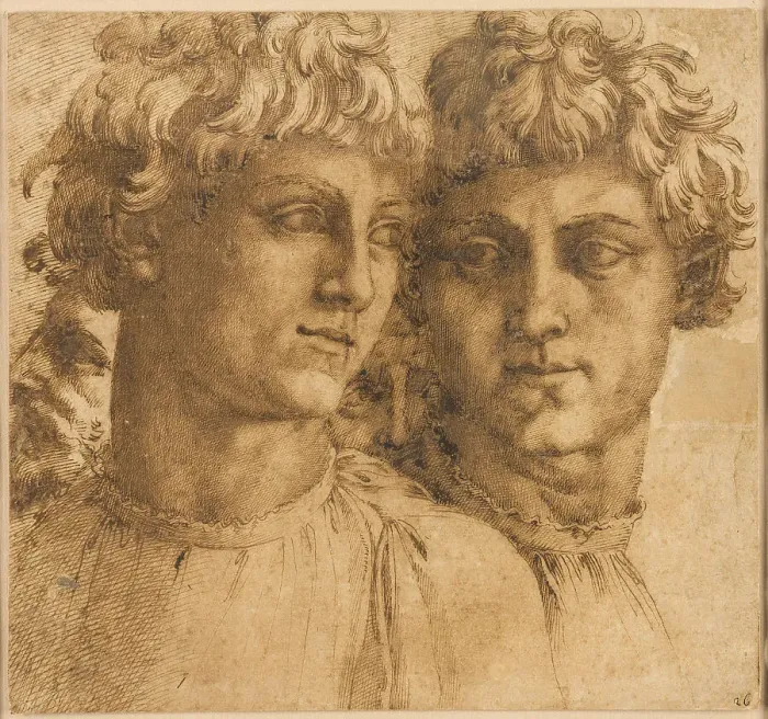 Framed Print : Two Studies of the Head of a Youth, c.1550. Creator: Baccio Bandinelli Framed Print : Two Studies of the Head of a Youth, c.1550. Creator: Baccio Bandinelli