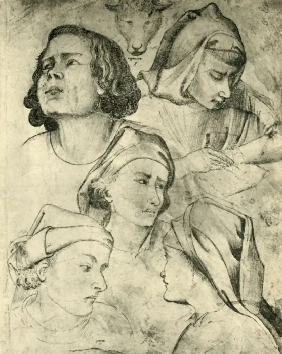 Framed Print : Studies of heads, c1320-1366, (1943). Creators: Taddeo Gaddi, Agnolo Gaddi Framed Print : Studies of heads, c1320-1366, (1943). Creators: Taddeo Gaddi, Agnolo Gaddi