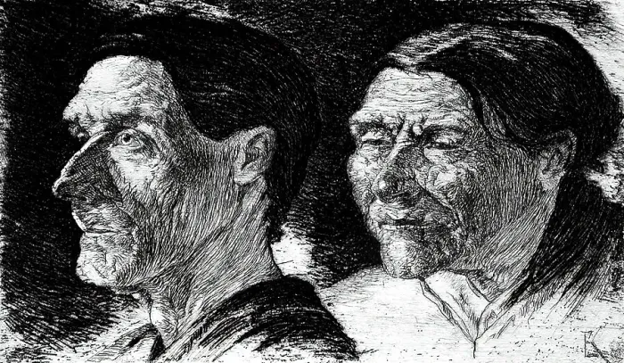Framed Print : Two studies of heads, c1896. Creator: Edmund Klotz Framed Print : Two studies of heads, c1896. Creator: Edmund Klotz