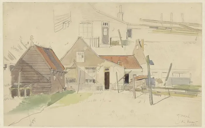 Framed Print : Studies of houses in the Vinkenbuurt, Amsterdam, 1886. Creator: Jan Hanau Framed Print : Studies of houses in the Vinkenbuurt, Amsterdam, 1886. Creator: Jan Hanau