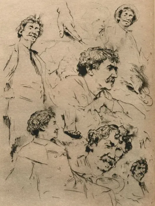 Framed Print : Studies of James McNeill Whistler, c1886. (1903). Artist: Mortimer Luddington Menpes Framed Print : Studies of James McNeill Whistler, c1886. (1903). Artist: Mortimer Luddington Menpes