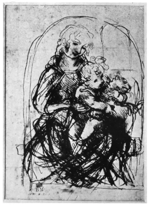 Framed Print : Studies for a Madonna Del Gatto, 15th century (1930). Artist: Leonardo da Vinci Framed Print : Studies for a Madonna Del Gatto, 15th century (1930). Artist: Leonardo da Vinci