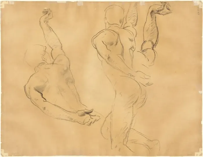 Framed Print : Studies of Male Nudes [verso], 1918-1919. Creator: John Singer Sargent