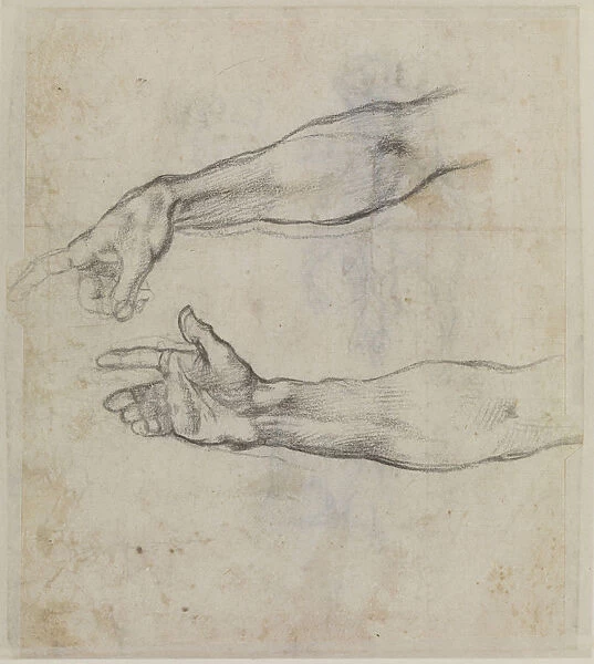 Studies of an outstretched arm for the fresco The Drunkenness of Noah, c. 1508. Artist: Buonarroti, Michelangelo (1475-1564)