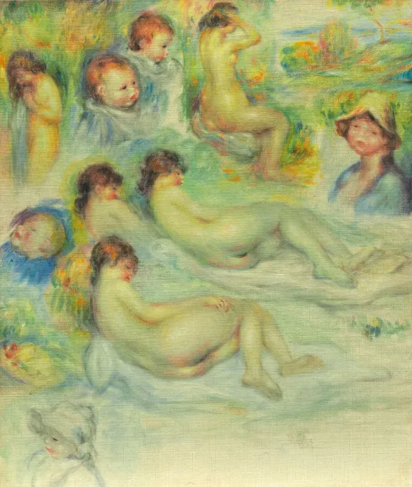 Framed Print : Studies of Pierre Renoir; His Mother, Aline Charigot; Nudes; and Landscape, 1885 / 86 Framed Print : Studies of Pierre Renoir; His Mother, Aline Charigot; Nudes; and Landscape, 1885 / 86