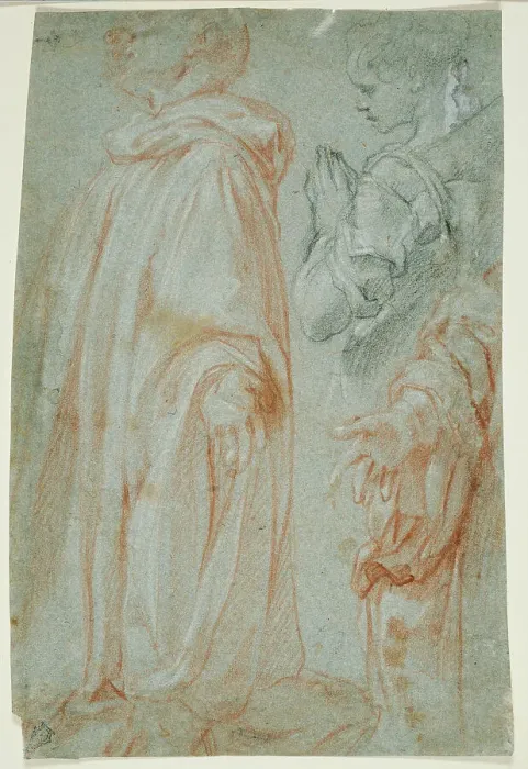 Framed Print : Three Studies for the Resurrected Christ Adored by a Female Saint and San Silvestro... 1607. Creator: Francesco Vanni Framed Print : Three Studies for the Resurrected Christ Adored by a Female Saint and San Silvestro... 1607. Creator: Francesco Vanni
