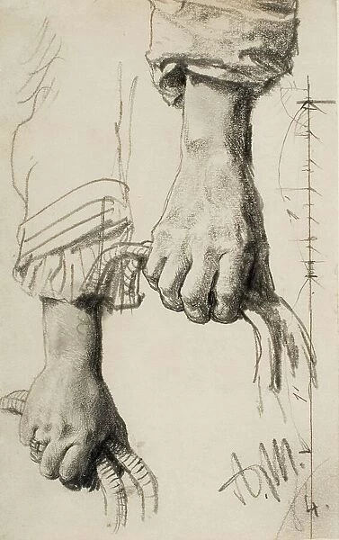 Two Studies of a Right Hand, 1884. Creator: Adolph Menzel