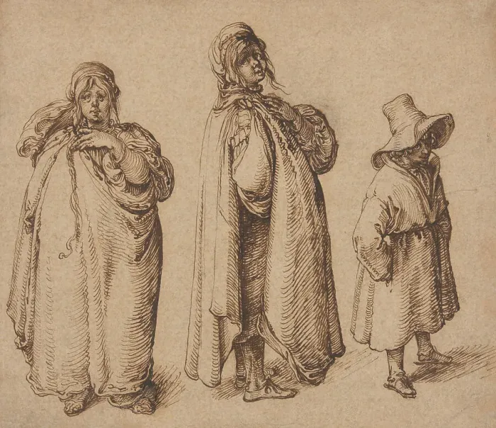Framed Print : Two Studies of a Roma Woman and a Roma Boy in a Large Hat, c.1605. Creator: Jacques de Gheyn II Framed Print : Two Studies of a Roma Woman and a Roma Boy in a Large Hat, c.1605. Creator: Jacques de Gheyn II
