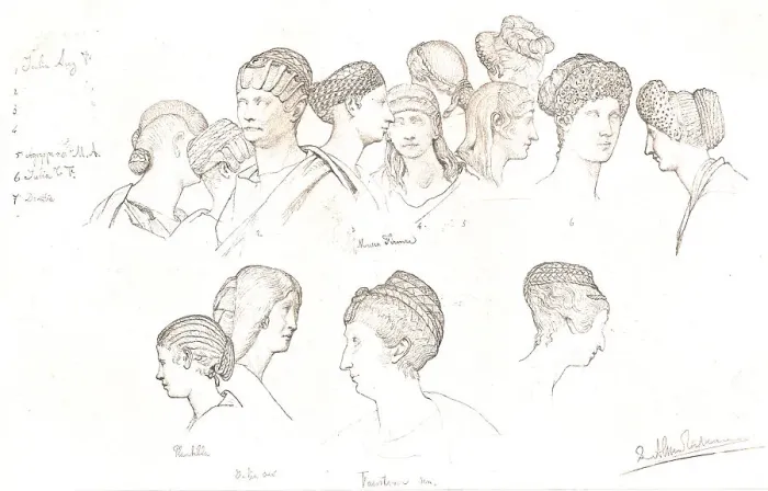 Framed Print : Studies of Roman Headdresses in the Uffizi Museum Florence, c1880-83. Creator: Sir Lawrence Alma-Tadema Framed Print : Studies of Roman Headdresses in the Uffizi Museum Florence, c1880-83. Creator: Sir Lawrence Alma-Tadema