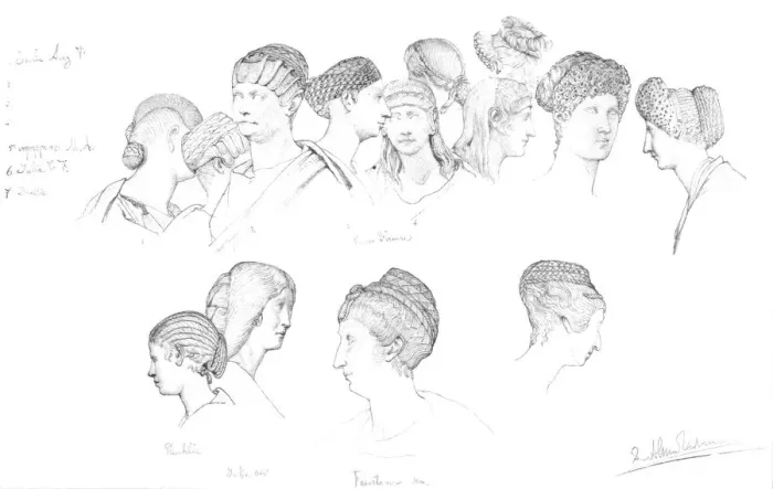 Framed Print : Studies of Roman headresses in the Uffizi Museum, Florence, c1880-1882 Framed Print : Studies of Roman headresses in the Uffizi Museum, Florence, c1880-1882