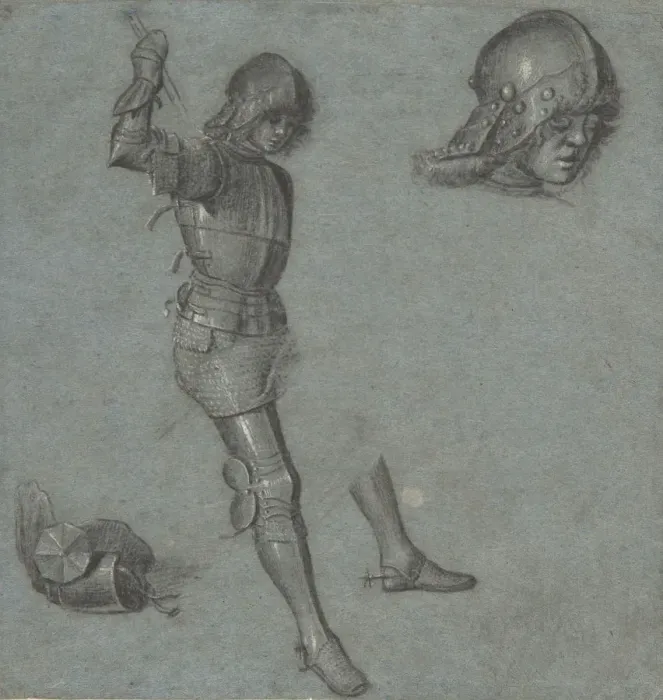 Framed Print : Studies of a Seated Youth in Armor, ca. 1505. Creator: Vittore Carpaccio Framed Print : Studies of a Seated Youth in Armor, ca. 1505. Creator: Vittore Carpaccio