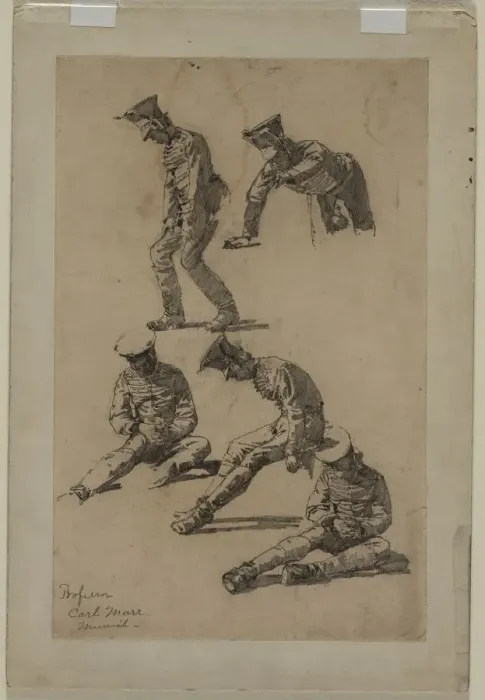 Framed Print : Five Studies of a Soldier, fourth quarter 19th century or first third 20th century Framed Print : Five Studies of a Soldier, fourth quarter 19th century or first third 20th century