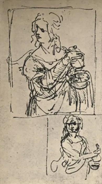 Framed Print : Studies for a St. Mary Magdalene, c1480-1482 (1945). Artist: Leonardo da Vinci Framed Print : Studies for a St. Mary Magdalene, c1480-1482 (1945). Artist: Leonardo da Vinci